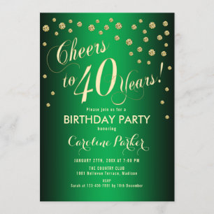 Invitación 40.º Fiesta de cumpleaños - Verde de oro