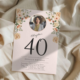Invitación 40.º Fiesta de fotografía floral de cumpleaños