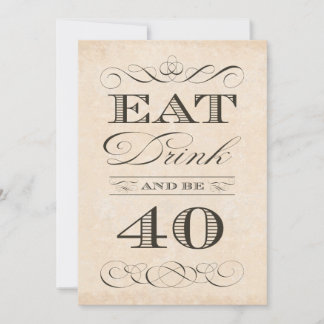 Invitación 40.º Fiesta de la cena de cumpleaños come y tiene