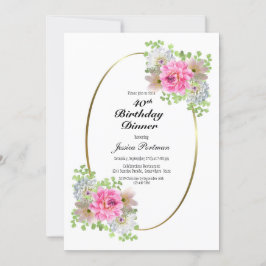 Invitación 40.º Fiesta de oro rosado de cumpleaños