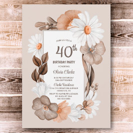 Invitación 40.º Fiesta rústico de Boho Floral