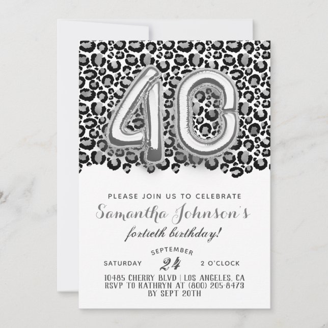Invitación 40.º Leopard Fabulous Glam Birthday Invitation (Anverso)