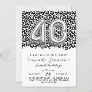 Invitación 40.º Leopard Fabulous Glam Birthday Invitation