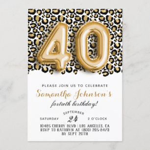 Invitación 40.º Leopard Fabulous Glam Birthday Invitation