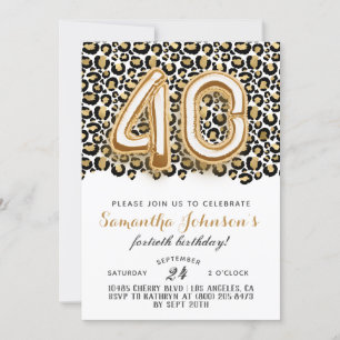 Invitación 40.º Leopard Fabulous Glam Birthday Invitation