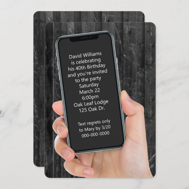 Invitación 40.º mensaje de texto Fiesta de cumpleaños (Anverso / Reverso)