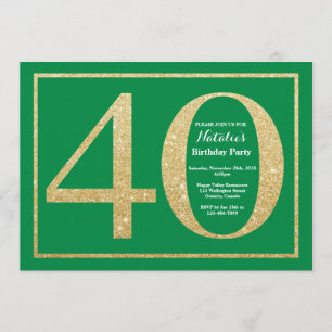 Invitación 40.º Purpurina de Ecología y Oro de Cumpleaños