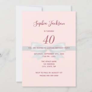 Invitación 40.º rosa fiesta  oro elegante giratoria