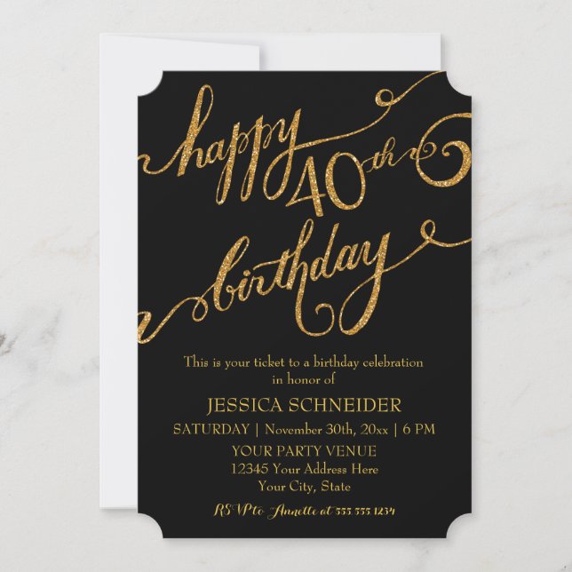 Invitación 40°, 40° aniversario de la celebración de entradas (Anverso)