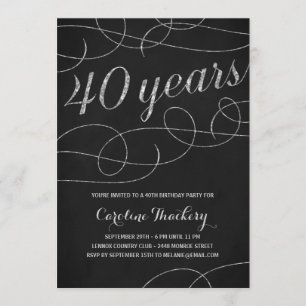 Invitación 40.a fiesta de cumpleaños de la plata elegante