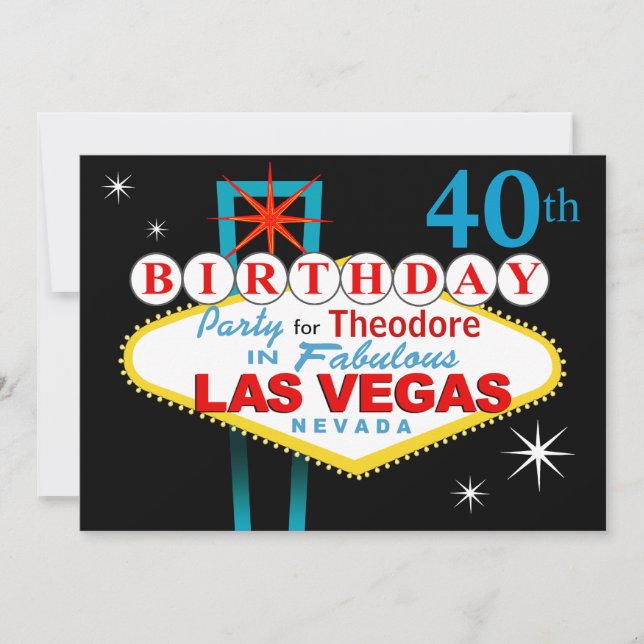 Invitación 40.a fiesta de cumpleaños de Las Vegas (Anverso)