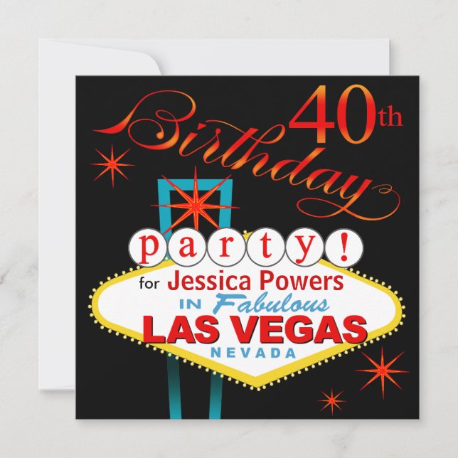 Invitación 40.a fiesta de cumpleaños de Las Vegas (Anverso)