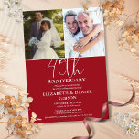 Invitación 40 Aniversario Boda Entonces Y Ahora 2 Foto<br><div class="desc">Una elegante invitación al aniversario del 40 boda,  con 2 fotos especiales y tipografía elegante con un fondo rojo rubí. Diseñado por Thisisnotme©</div>