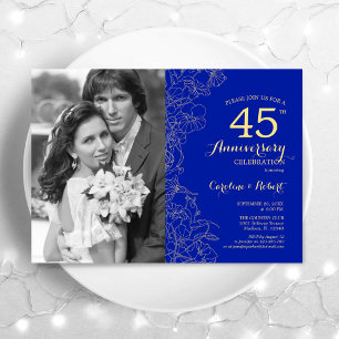 Invitación 40 Aniversario Con Flor De Oro Zafiro Foto
