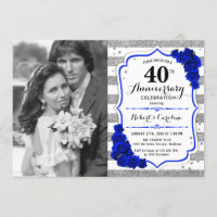 40 Aniversario con Foto - Plata Azul Zafiro