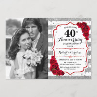 40 Aniversario con Foto - Rubí Rojo Plata