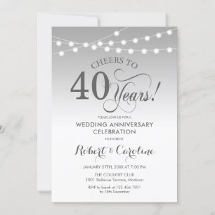 Invitación 40 Aniversario de Boda - Blanco Plateado