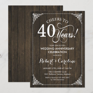 Invitación 40 Aniversario de Boda - Madera