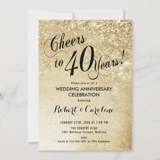 Invitación 40 Aniversario de Boda Oro (Anverso)