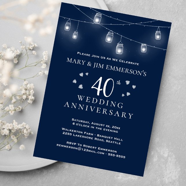 Invitación 40 Aniversario de Bodas - Luces de Cadena (Subido por el creador)