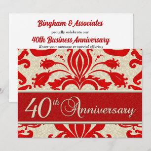Invitación 40° Aniversario de la Damasco Roja de los Negocios