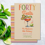 Invitación 40 Aniversario de la Margarita Colorida de la Fies<br><div class="desc">Una divertida y colorida plantilla de invitaciones a fiestas de 40 años para mujeres con un tema de fiesta, con un cuadro acuarela de una copa de margarita con un sombrero pequeño. Un diseño feliz para un cumpleaños 40 invitamos a una mujer en su 40 cumpleaños celebrando con un cumpleaños...</div>
