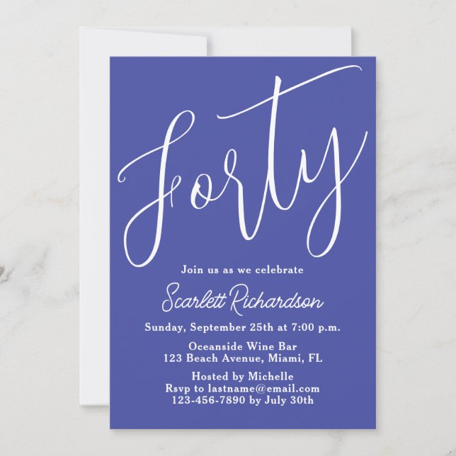 Invitación 40 Aniversario de la morada de Lavanda con guión m (Anverso)
