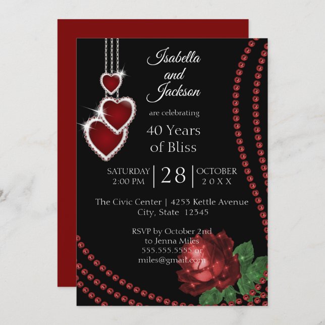 Invitación 40 Aniversario de Rosa Roja Rubí (Anverso / Reverso)