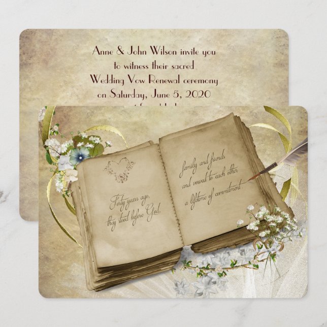 Invitación 40° Aniversario del Boda Renovación de la Voz Vint (Anverso / Reverso)