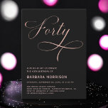 Invitación 40 Aniversario del Dorado del Rosa Negro 40<br><div class="desc">Celebrar un hito monumental con la Invitación a los 40 Años de los Cuatrocientos Rosas de Oro y Guión Negro. Con un elegante guión de oro rosa en un elegante fondo negro, esta invitación exuera sofisticación y estilo. Perfecto para una celebración de 40 años de la moda, está diseñado para...</div>