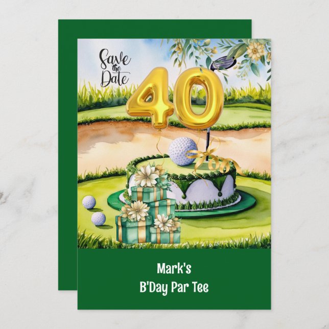 Invitación 40 Aniversario del Golf con Pastel en Campo para G