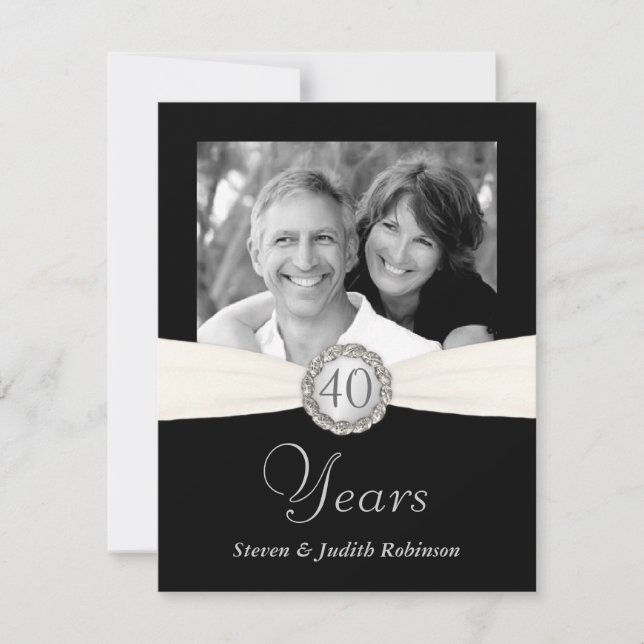 Invitación 40 Aniversario - Estilo de bolsillo falso - PEQUEÑ (Anverso)