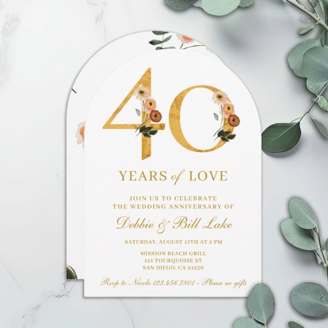Invitación 40° aniversario Fiesta Wildflower 40 años de amor (Subido por el creador)