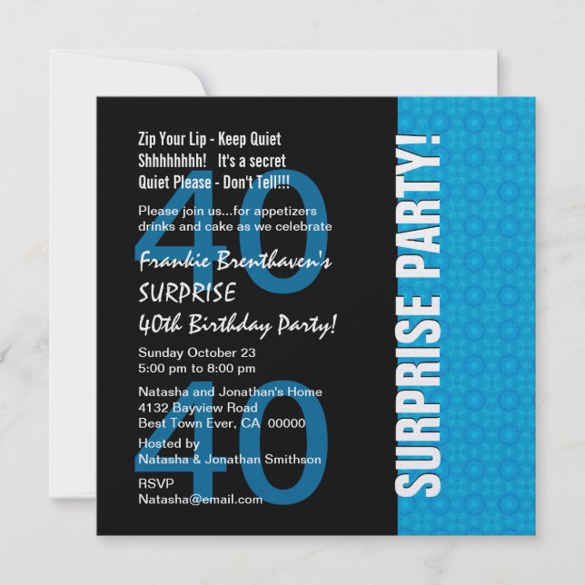 Invitación 40 Aniversario moderno Turquesa azul W1780 (Anverso)