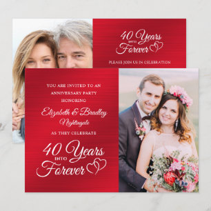 Invitación 40 Aniversario Ruby Hearts AÑOS HACIA LA ETERNIDAD