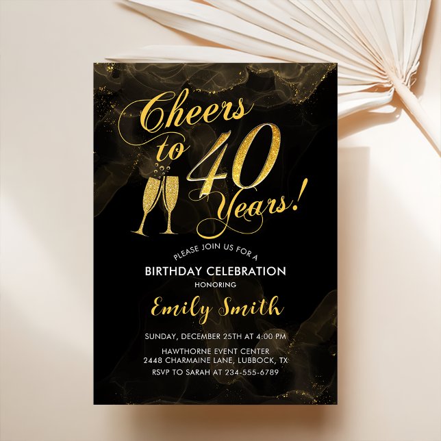 Invitación 40 Aniversario - Saludos A Los 40 Años Negro De Or (Subido por el creador)