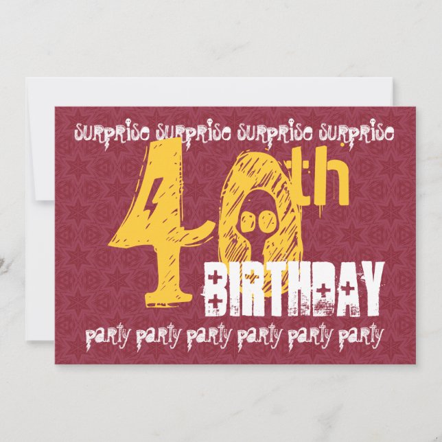 Invitación 40 aniversario SORPRESA Red Gold Modern S305 (Anverso)