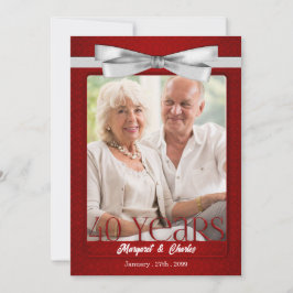 Invitación 40 años de aniversario de Boda rubí rojo y blanco