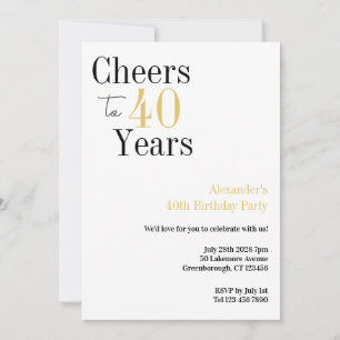 Invitación 40 Años de Cumpleaños Saludos a 40 Años Fiesta Mín