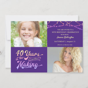 Invitación 40 AÑOS Retro DE Cumpleaños 40 AÑOS EN LA LUZ DE H