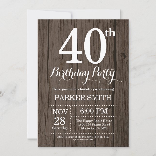 Invitación 40° cumpleaños de Rusia (Anverso)