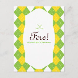 Invitación 40 cumpleaños Fiesta Argyle Preppy