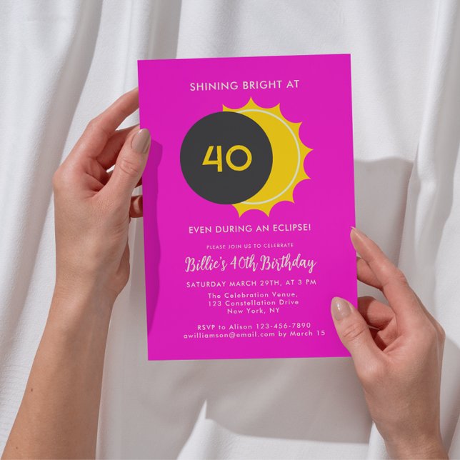 Invitación 40 cumpleaños | Fiesta de eclipse solar parcial 20 (Add your details to personalize your design.)