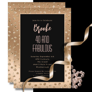 Invitación 40 Fabulosas manchas de oro Rubor Glam rosa cumple