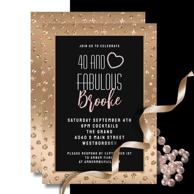 Invitación 40 Fabuloso Rubor Pink Gold Sparkle Cumpleaños (Subido por el creador)
