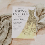 Invitación 40° Fiesta de cumpleaños con una aguja de oro<br><div class="desc">40º Dorado Sparkle Vestido 40º Cumpleaños Fiesta Variaciones a la invitación y artículos coincidentes en nuestra tienda</div>