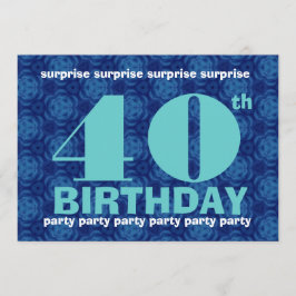 Invitación 40° fiesta de cumpleaños SORPRESA Azul y Aqua B400