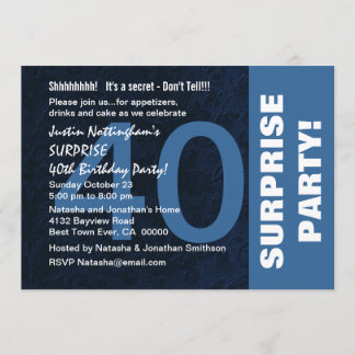 Invitación 40.o Azul de medianoche moderno de la fiesta de