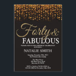 Invitación 40.o Cumpleaños cuarenta y purpurina fabuloso del<br><div class="desc">40.o Invitación del cumpleaños. Cuarenta y fabuloso. Negro y oro. Purpurina del oro. Fiesta de cumpleaños adulta. Para los hombres o las mujeres. Para el arreglo para requisitos particulares adicional,  haga clic por favor el "personalizar él" botón y utilice nuestra herramienta de diseño para modificar esta plantilla.</div>