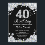 Invitación 40.o Diamante de la plata de la pizarra de la<br><div class="desc">40.o Invitación del cumpleaños. Antecedentes diamante de imitación de plata de la pizarra del diamante. El golpe elegante del cumpleaños invita. Blanco y negro. Cumpleaños adulto. Cumpleaños de las mujeres. Cumpleaños de los hombres. Para el arreglo para requisitos particulares adicional, haga clic por favor el "personalizar él" botón y utilice...</div>